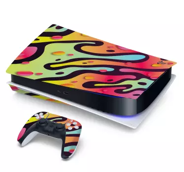 Sticker ps5 motifs abstraits vibrants - TenStickers
