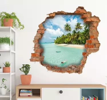 Sticker qui Trompe Oeil Vue sur la mer - TenStickers