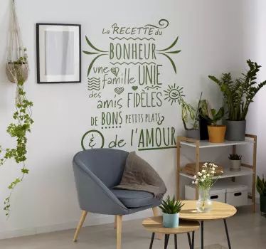 Sticker recette du bonheur en famille - TenStickers