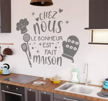 Sticker recette Le bonheur est fait maison - TenStickers