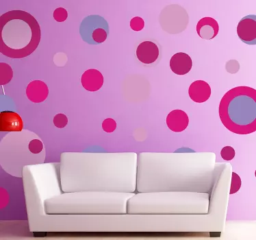 Pack de 45 Sticker ronds roses - TenStickers