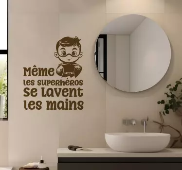 Sticker salle de bain Les superhéros se lavent les mains - TenStickers