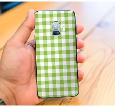 Sticker samsung motif à carreaux verts - TenStickers
