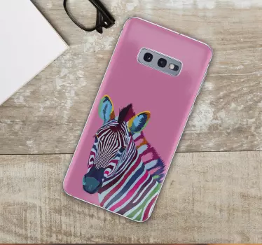 Sticker samsung tête de zèbre colorée - TenStickers