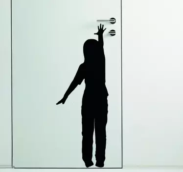 Sticker porte trompe l'œil silhouette d'enfant - TenStickers