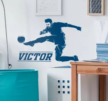 Sticker foot joueur de football prénom personnalisé - TenStickers