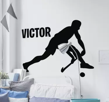 Sticker Maison Joueur de hockey avec prénom - TenStickers