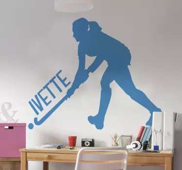 Sticker Maison Joueuse de Hockey avec Prénom - TenStickers