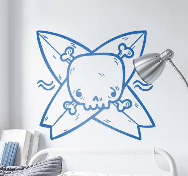 Sticker surf crâne - TenStickers