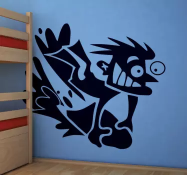 Sticker surf personnage fou - TenStickers