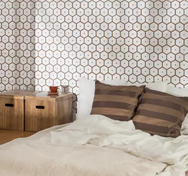 Sticker tête de lit géométrique abeilles en nid d'abeille - TenStickers