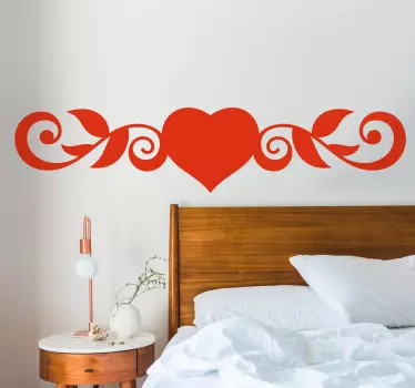 Sticker tête de lit motif tourbillonnant en forme de cœur - TenStickers