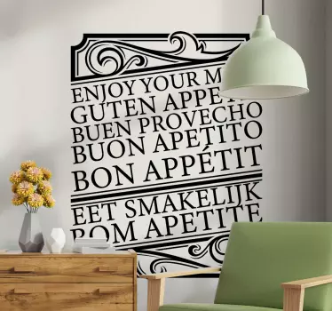 Sticker Texte Bon appétit dans différentes langues - TenStickers