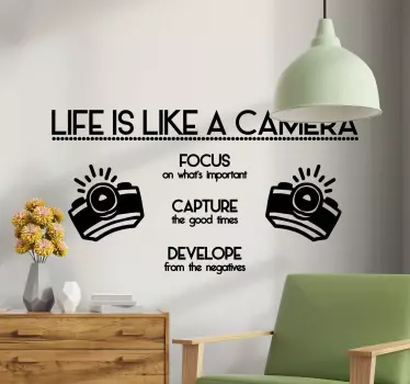 Sticker texte citation sur la vie de l'appareil photo - TenStickers