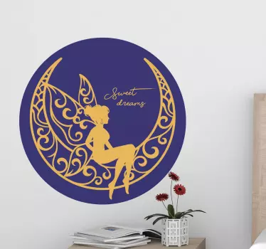 Sticker Texte Doux rêves fée sur la lune - TenStickers