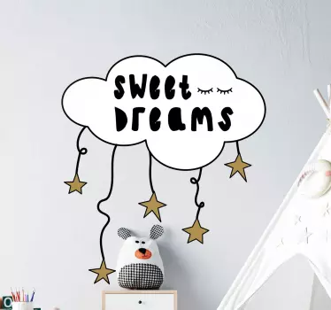 Sticker Texte Fais de beaux rêves avec des étoiles et des cils - TenStickers