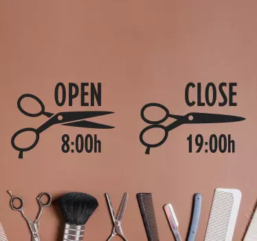 Sticker Texte Horaire coiffeur - TenStickers