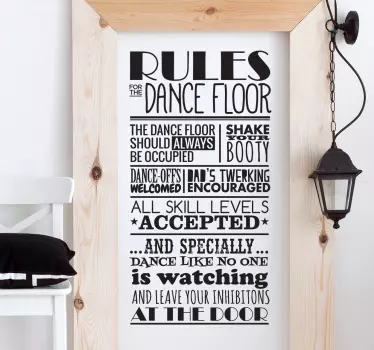 Sticker texte règles de danse - TenStickers