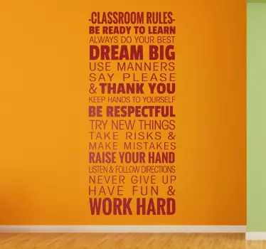 Sticker texte Règles de la classe - TenStickers