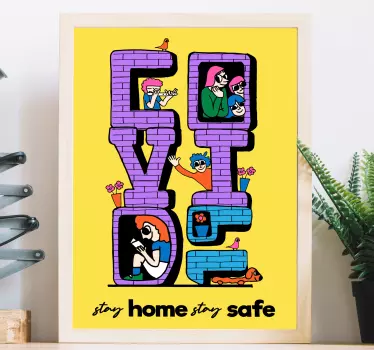Sticker texte restez à la maison, restez en sécurité - TenStickers