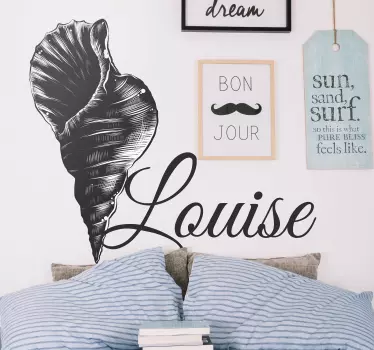 Sticker Theme Marin Main dessiner coquillage vintage - TenStickers