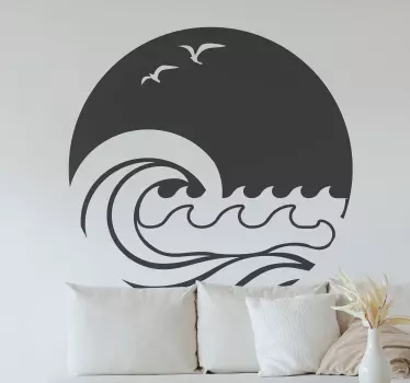 Sticker Theme Marin Soleil, plage et vague - TenStickers