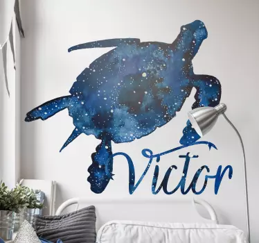 Sticker Tortue galaxie avec prénom - TenStickers