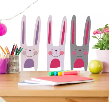 sticker trois lapins - TenStickers