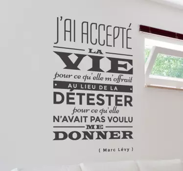 Sticker citation La vie Marc Lévy - TenStickers