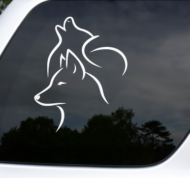 Sticker voiture art linéaire de loup - TenStickers