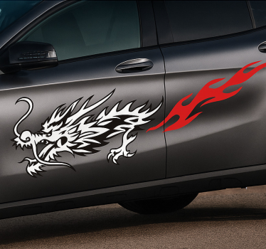 Sticker voiture dragon asiatique latéral - TenStickers