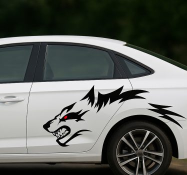 Sticker voiture loup féroce sur le côté - TenStickers