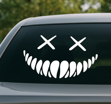Sticker voiture sourire avec des yeux joyeux - TenStickers