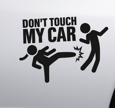 Sticker voiture avertissement coup de pied drôle - TenStickers