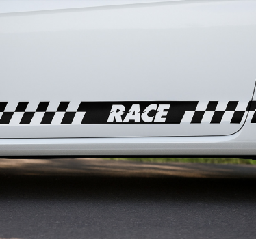 Sticker voiture bande latérale à damier de course - TenStickers