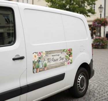 Sticker voiture boutique de fleurs nom et logo - TenStickers