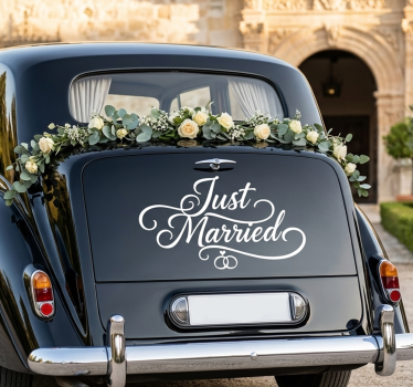 Sticker voiture calligraphie personnalisée "just married" - TenStickers