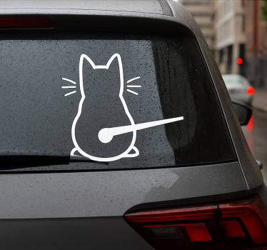 Sticker voiture chat avec queue mobile - TenStickers