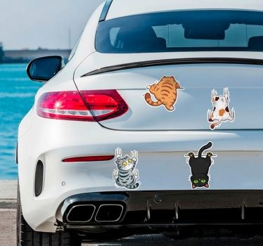 Sticker voiture chat en 3d qui s'accroche - TenStickers