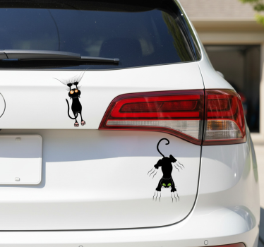 Sticker voiture chats noirs qui grattent - TenStickers