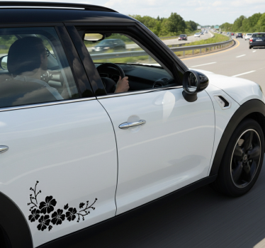 Sticker voiture coin de fleurs noires - TenStickers