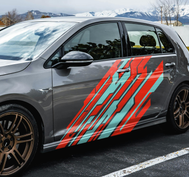 Autocollant voiture dessin géométrique à deux tons - TenStickers