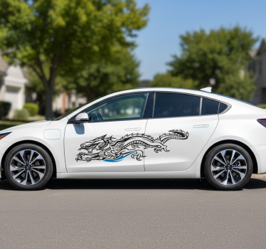 Sticker voiture dragon féroce en contour - TenStickers