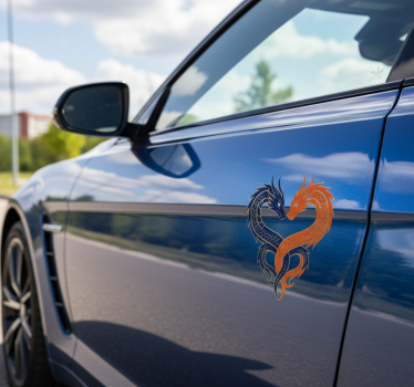 Sticker voiture dragons en forme de cœur - TenStickers