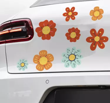 Autocollant voiture fleurs rétro - TenStickers