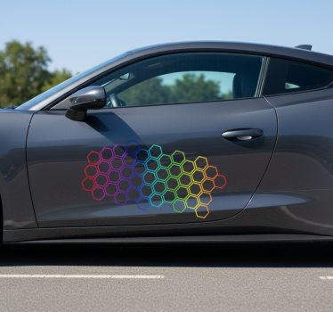 Sticker voiture formes hexagonales multicolores brillantes - TenStickers