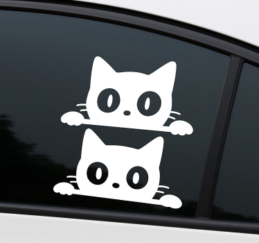 Sticker voiture jumeaux de chats mignons - TenStickers