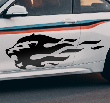 Autocollant voiture lion et flammes - TenStickers