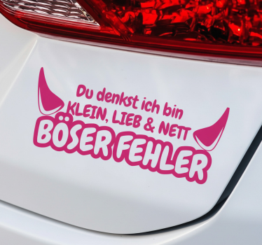 Sticker voiture mauvaise erreur diable rose - TenStickers
