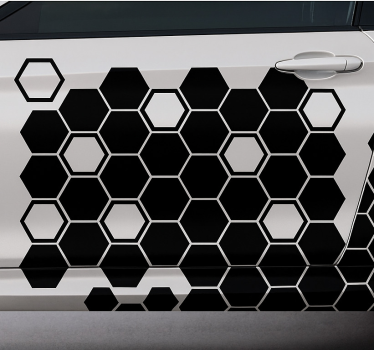 Sticker voiture motif en nid d'abeille hexagonal - TenStickers